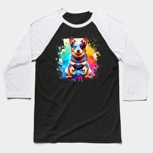 Watercolor Australian Cattle Dog Gamer Baseball T-Shirt